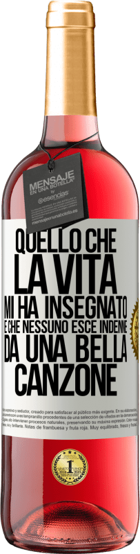 29,95 € Spedizione Gratuita | Vino rosato Edizione ROSÉ Quello che la vita mi ha insegnato è che nessuno esce indenne da una bella canzone Etichetta Bianca. Etichetta personalizzabile Vino giovane Raccogliere 2025 Tempranillo