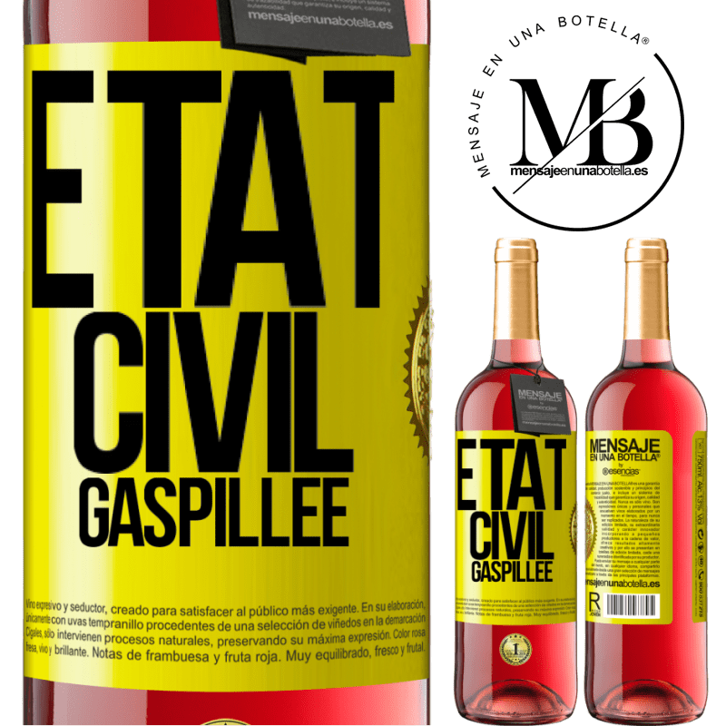 29,95 € Envoi gratuit | Vin rosé Édition ROSÉ État civil: gaspillée Étiquette Jaune. Étiquette personnalisable Vin jeune Récolte 2023 Tempranillo