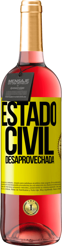 29,95 € | Vino Rosado Edición ROSÉ Estado civil: desaprovechada Etiqueta Amarilla. Etiqueta personalizable Vino joven Cosecha 2023 Tempranillo