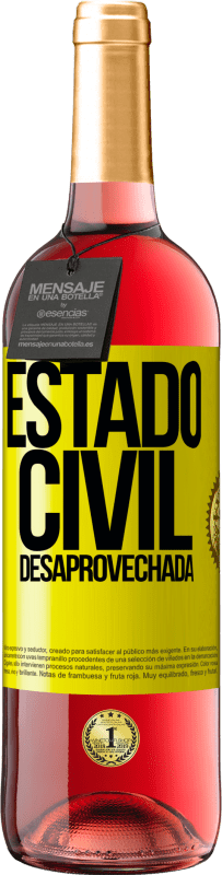 29,95 € | Vino Rosado Edición ROSÉ Estado civil: desaprovechada Etiqueta Amarilla. Etiqueta personalizable Vino joven Cosecha 2024 Tempranillo