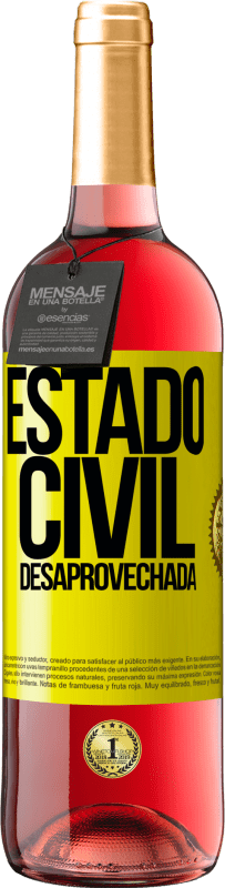 29,95 € | Vino Rosado Edición ROSÉ Estado civil: desaprovechada Etiqueta Amarilla. Etiqueta personalizable Vino joven Cosecha 2025 Tempranillo