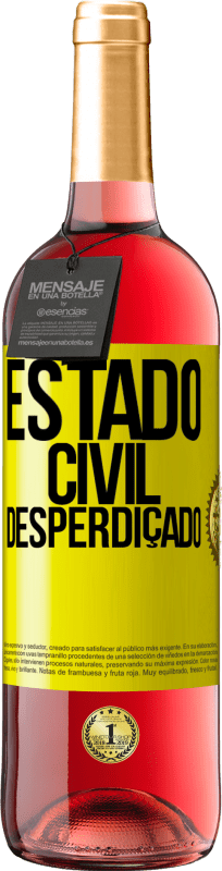 29,95 € | Vinho rosé Edição ROSÉ Estado civil: desperdiçado Etiqueta Amarela. Etiqueta personalizável Vinho jovem Colheita 2024 Tempranillo