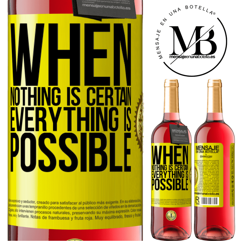 29,95 € Free Shipping | Rosé Wine ROSÉ Edition When nothing is certain, everything is possible Yellow Label. Customizable label Young wine Harvest 2021 Tempranillo