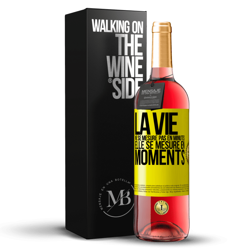 29,95 € Envoi gratuit | Vin rosé Édition ROSÉ La vie ne se mesure pas en minutes, elle se mesure en moments Étiquette Jaune. Étiquette personnalisable Vin jeune Récolte 2024 Tempranillo