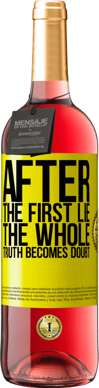 29,95 € | Rosé Wine ROSÉ Edition After the first lie, the whole truth becomes doubt Yellow Label. Customizable label Young wine Harvest 2025 Tempranillo