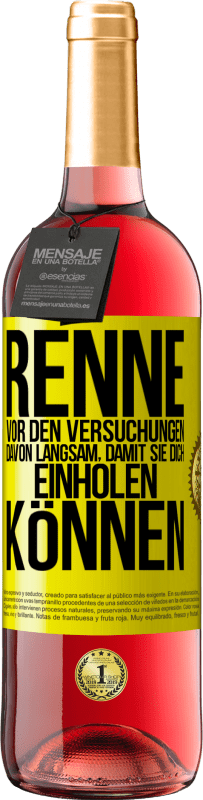 29,95 € Kostenloser Versand | Roséwein ROSÉ Ausgabe Renne vor den Versuchungen davon. Langsam, damit sie dich einholen können Gelbes Etikett. Anpassbares Etikett Junger Wein Ernte 2024 Tempranillo