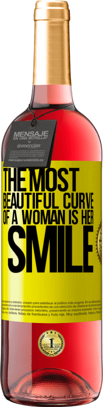 29,95 € | Rosé Wine ROSÉ Edition The most beautiful curve of a woman is her smile Yellow Label. Customizable label Young wine Harvest 2024 Tempranillo