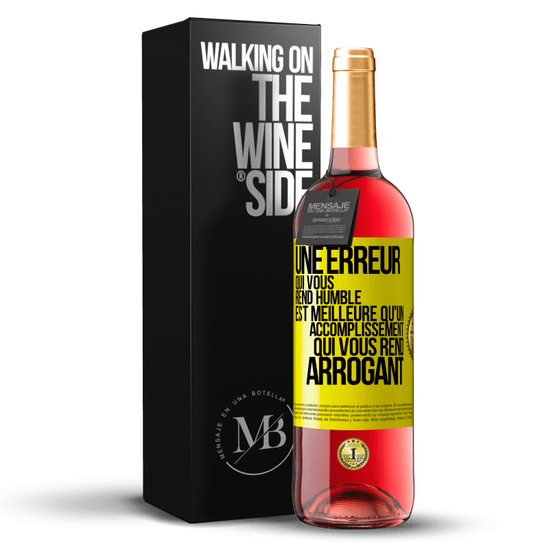 29,95 € Envoi gratuit | Vin rosé Édition ROSÉ Une erreur qui vous rend humble est meilleure qu'un accomplissement qui vous rend arrogant Étiquette Jaune. Étiquette personnalisable Vin jeune Récolte 2024 Tempranillo