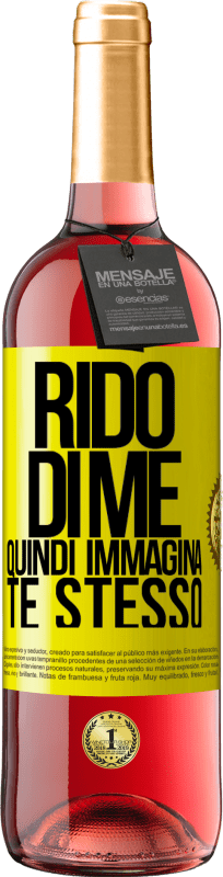 29,95 € Spedizione Gratuita | Vino rosato Edizione ROSÉ Rido di me, quindi immagina te stesso Etichetta Gialla. Etichetta personalizzabile Vino giovane Raccogliere 2025 Tempranillo