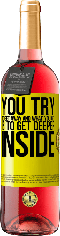 29,95 € 送料無料 | ロゼワイン ROSÉエディション あなたは逃げようとします 黄色のラベル. カスタマイズ可能なラベル 若いワイン 収穫 2025 Tempranillo