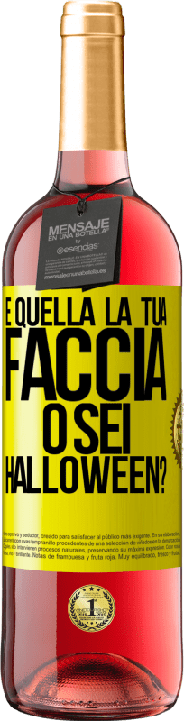 29,95 € Spedizione Gratuita | Vino rosato Edizione ROSÉ è quella la tua faccia o sei Halloween? Etichetta Gialla. Etichetta personalizzabile Vino giovane Raccogliere 2025 Tempranillo