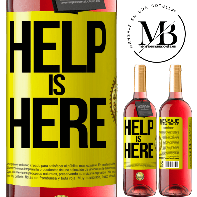29,95 € Envío gratis | Vino Rosado Edición ROSÉ Help is Here Etiqueta Amarilla. Etiqueta personalizable Vino joven Cosecha 2024 Tempranillo