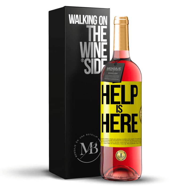 29,95 € Envío gratis | Vino Rosado Edición ROSÉ Help is Here Etiqueta Amarilla. Etiqueta personalizable Vino joven Cosecha 2023 Tempranillo