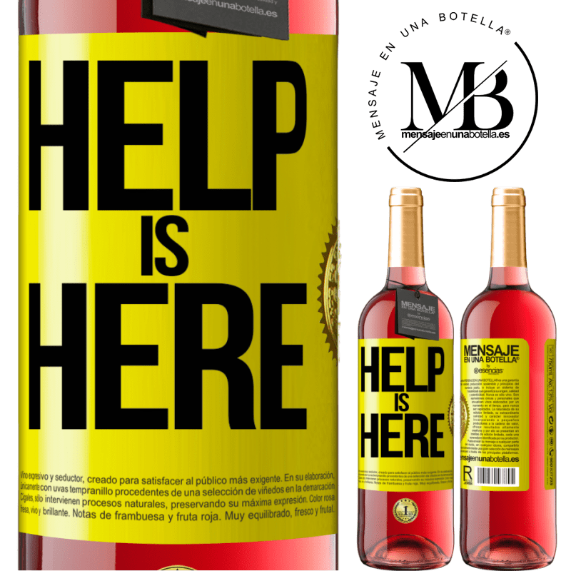 29,95 € Kostenloser Versand | Roséwein ROSÉ Ausgabe Help is Here Gelbes Etikett. Anpassbares Etikett Junger Wein Ernte 2024 Tempranillo