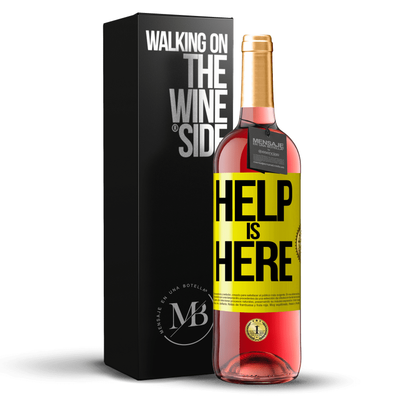 29,95 € Kostenloser Versand | Roséwein ROSÉ Ausgabe Help is Here Gelbes Etikett. Anpassbares Etikett Junger Wein Ernte 2024 Tempranillo