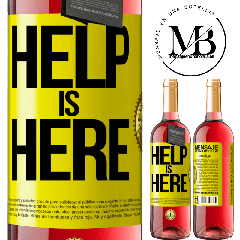 29,95 € Spedizione Gratuita | Vino rosato Edizione ROSÉ Help is Here Etichetta Gialla. Etichetta personalizzabile Vino giovane Raccogliere 2024 Tempranillo
