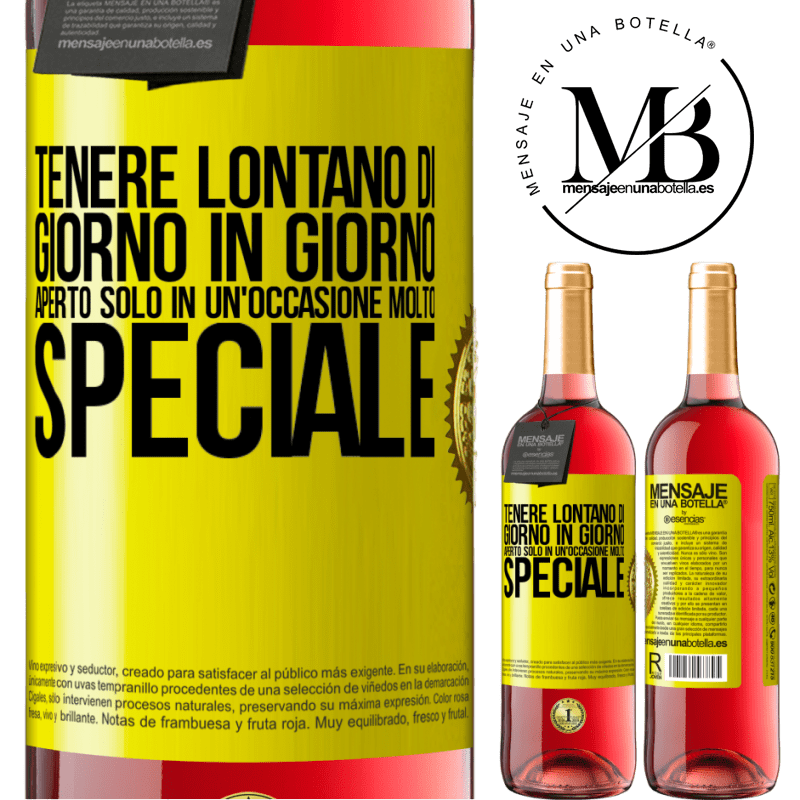 29,95 € Spedizione Gratuita | Vino rosato Edizione ROSÉ Tenere lontano di giorno in giorno. Aperto solo in un'occasione molto speciale Etichetta Gialla. Etichetta personalizzabile Vino giovane Raccogliere 2024 Tempranillo
