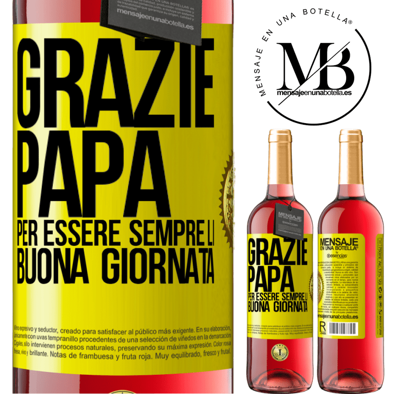 29,95 € Spedizione Gratuita | Vino rosato Edizione ROSÉ Grazie papà, per essere sempre lì. Buona giornata Etichetta Gialla. Etichetta personalizzabile Vino giovane Raccogliere 2024 Tempranillo