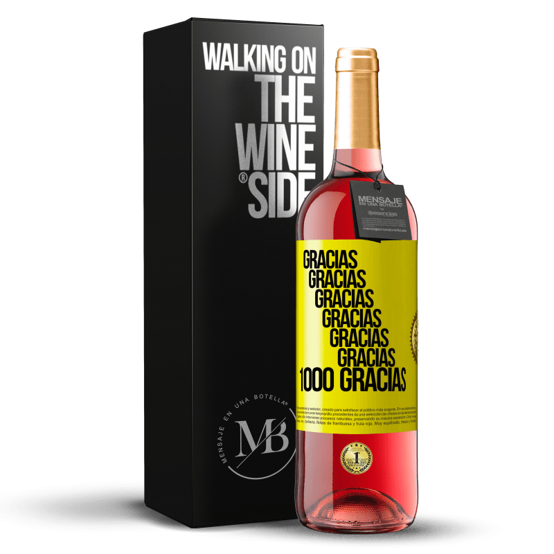 29,95 € Envío gratis | Vino Rosado Edición ROSÉ Gracias, Gracias, Gracias, Gracias, Gracias, Gracias 1000 Gracias! Etiqueta Amarilla. Etiqueta personalizable Vino joven Cosecha 2024 Tempranillo