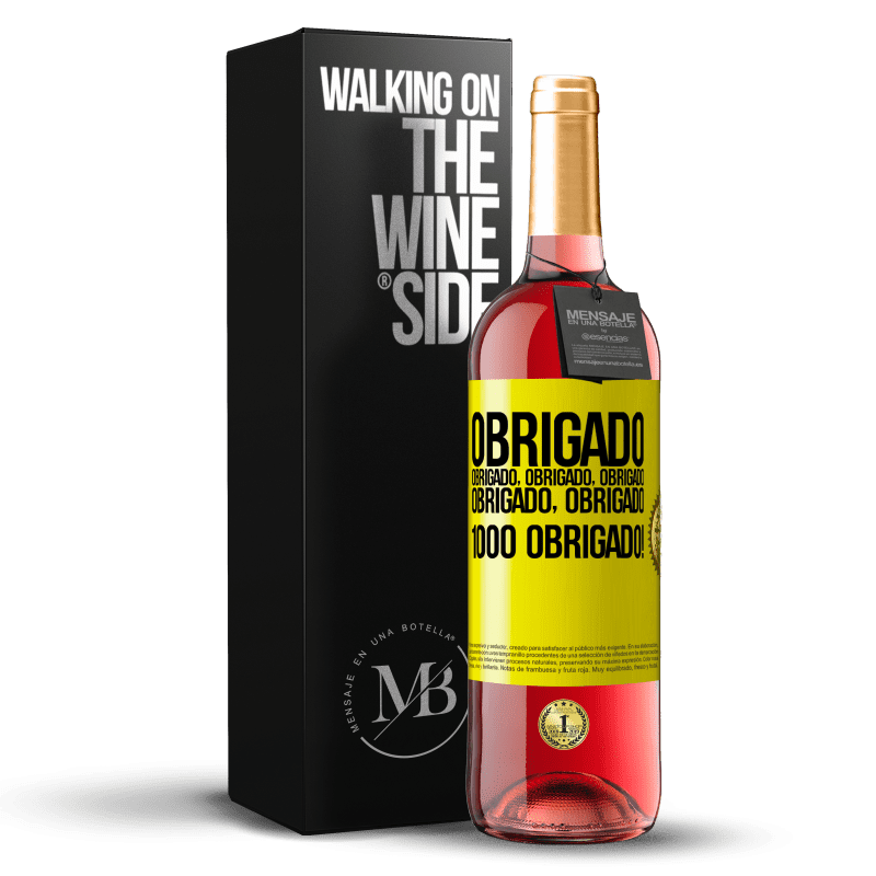 29,95 € Envio grátis | Vinho rosé Edição ROSÉ Obrigado, obrigado, obrigado, obrigado, obrigado, obrigado 1000 obrigado! Etiqueta Amarela. Etiqueta personalizável Vinho jovem Colheita 2024 Tempranillo