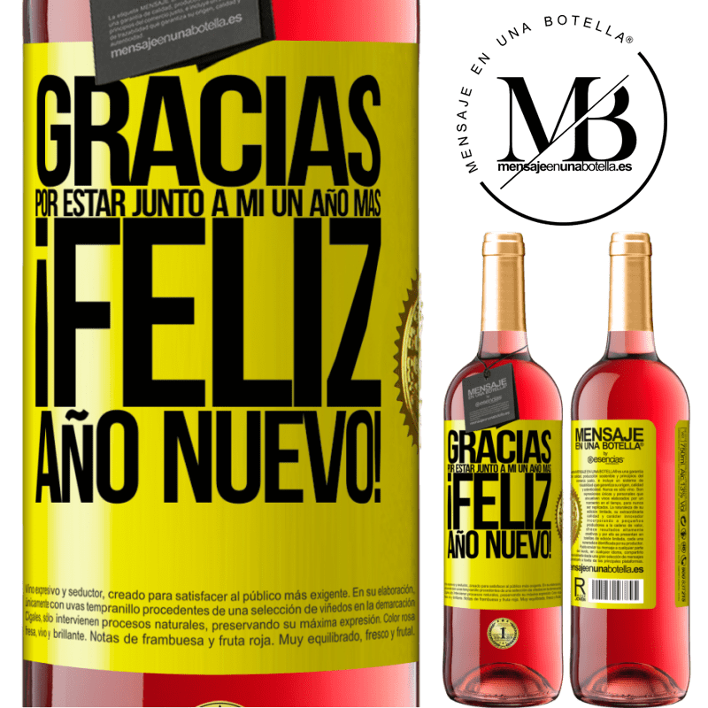 29,95 € Envío gratis | Vino Rosado Edición ROSÉ Gracias por estar junto a mí un año más. Feliz Año Nuevo! Etiqueta Amarilla. Etiqueta personalizable Vino joven Cosecha 2024 Tempranillo