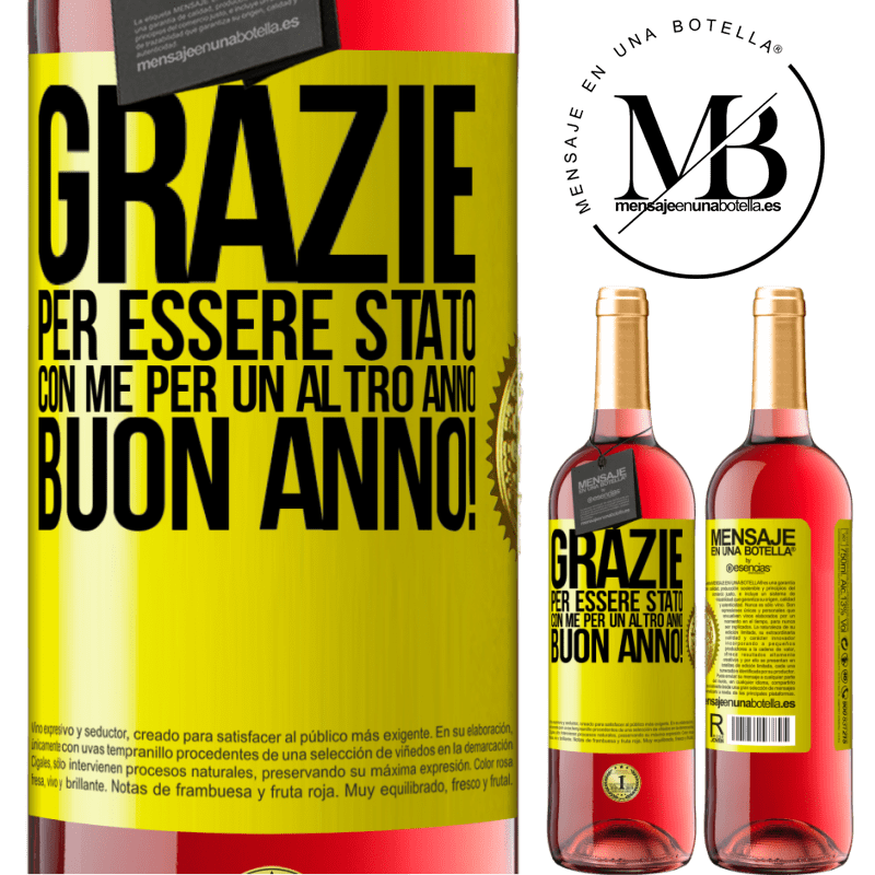 29,95 € Spedizione Gratuita | Vino rosato Edizione ROSÉ Grazie per essere stato con me per un altro anno. Buon anno! Etichetta Gialla. Etichetta personalizzabile Vino giovane Raccogliere 2024 Tempranillo