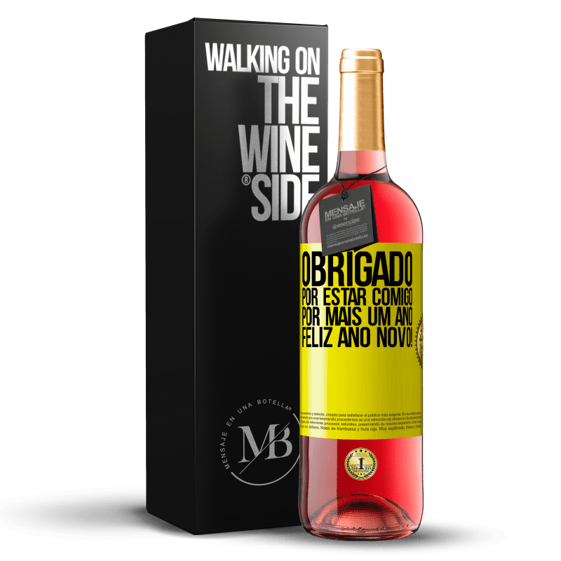 29,95 € Envio grátis | Vinho rosé Edição ROSÉ Obrigado por estar comigo por mais um ano. Feliz Ano Novo! Etiqueta Amarela. Etiqueta personalizável Vinho jovem Colheita 2024 Tempranillo