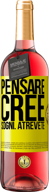 29,95 € Spedizione Gratuita | Vino rosato Edizione ROSÉ Pensare. Cree. Sogni. Atrévete Etichetta Gialla. Etichetta personalizzabile Vino giovane Raccogliere 2025 Tempranillo