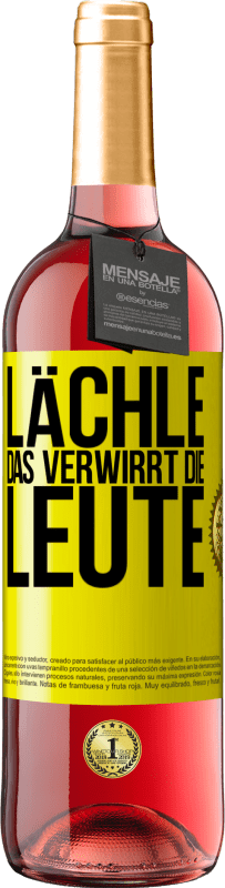 29,95 € | Roséwein ROSÉ Ausgabe Lächle, das verwirrt die Leute Gelbes Etikett. Anpassbares Etikett Junger Wein Ernte 2023 Tempranillo