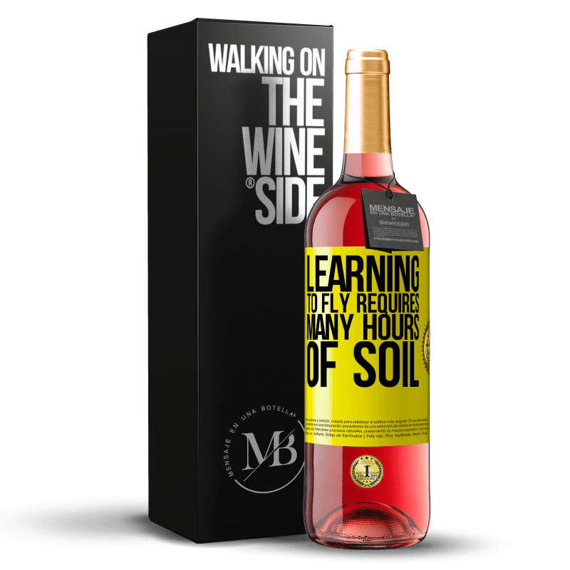 29,95 € Free Shipping | Rosé Wine ROSÉ Edition Learning to fly requires many hours of soil Yellow Label. Customizable label Young wine Harvest 2022 Tempranillo