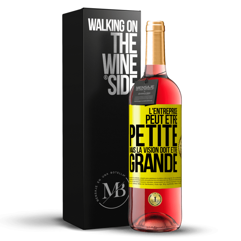 29,95 € Envoi gratuit | Vin rosé Édition ROSÉ L'entreprise peut être petite mais la vision doit être grande Étiquette Jaune. Étiquette personnalisable Vin jeune Récolte 2024 Tempranillo