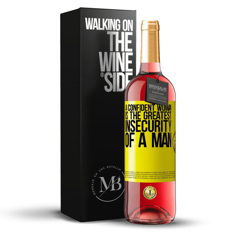 29,95 € Free Shipping | Rosé Wine ROSÉ Edition A confident woman is the greatest insecurity of a man Yellow Label. Customizable label Young wine Harvest 2022 Tempranillo