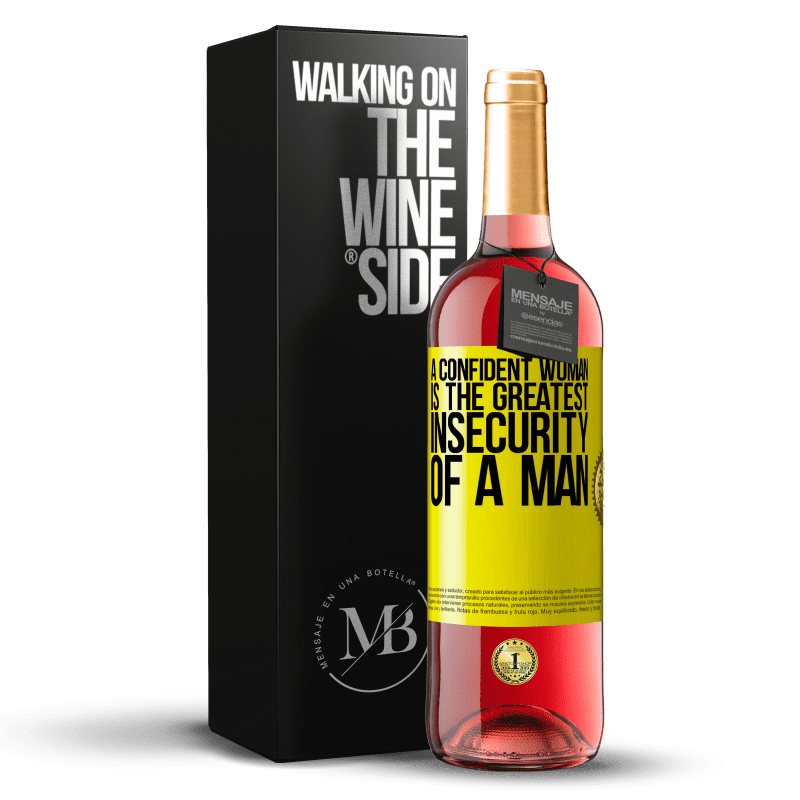 29,95 € Free Shipping | Rosé Wine ROSÉ Edition A confident woman is the greatest insecurity of a man Yellow Label. Customizable label Young wine Harvest 2025 Tempranillo