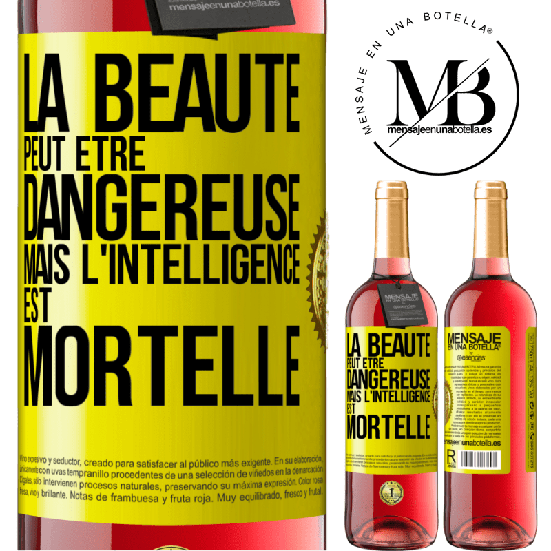 29,95 € Envoi gratuit | Vin rosé Édition ROSÉ La beauté peut être dangereuse, mais l'intelligence est mortelle Étiquette Jaune. Étiquette personnalisable Vin jeune Récolte 2024 Tempranillo