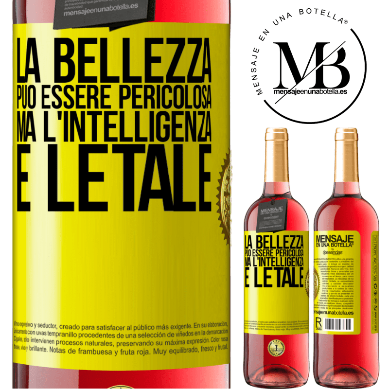 29,95 € Spedizione Gratuita | Vino rosato Edizione ROSÉ La bellezza può essere pericolosa, ma l'intelligenza è letale Etichetta Gialla. Etichetta personalizzabile Vino giovane Raccogliere 2024 Tempranillo