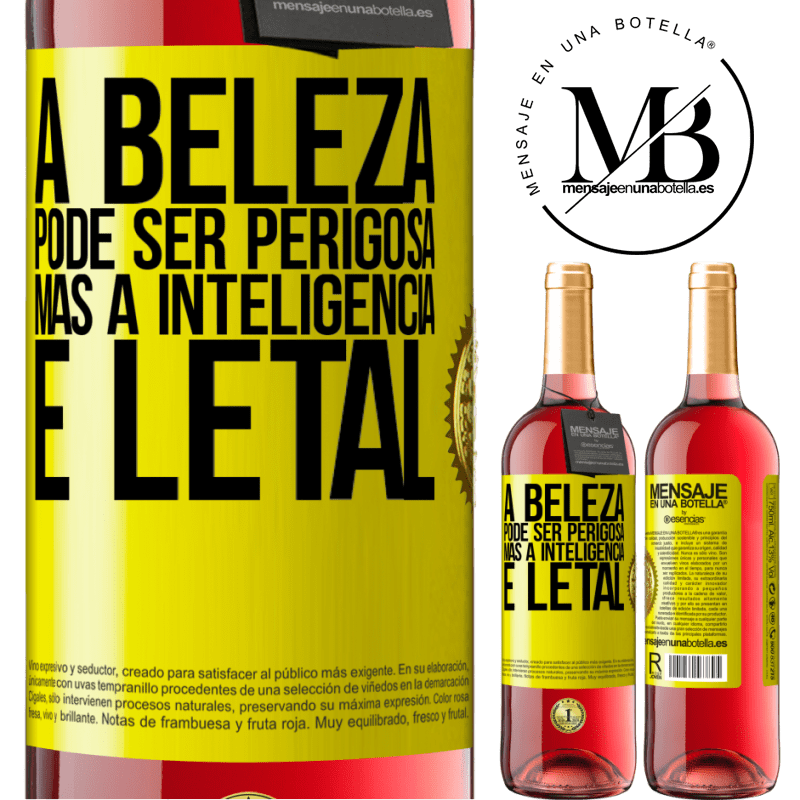 29,95 € Envio grátis | Vinho rosé Edição ROSÉ A beleza pode ser perigosa, mas a inteligência é letal Etiqueta Amarela. Etiqueta personalizável Vinho jovem Colheita 2024 Tempranillo