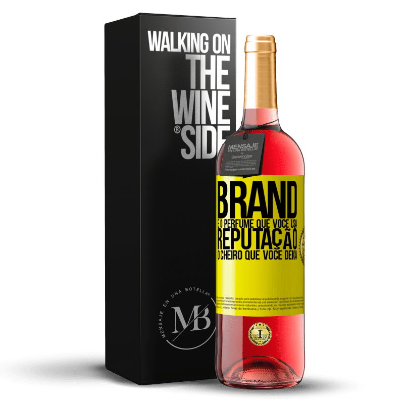 29,95 € Envio grátis | Vinho rosé Edição ROSÉ Brand é o perfume que você usa. Reputação, o cheiro que você deixa Etiqueta Amarela. Etiqueta personalizável Vinho jovem Colheita 2024 Tempranillo