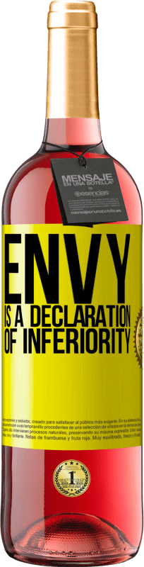 29,95 € Free Shipping | Rosé Wine ROSÉ Edition Envy is a declaration of inferiority Yellow Label. Customizable label Young wine Harvest 2022 Tempranillo
