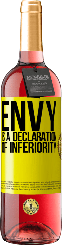 29,95 € Free Shipping | Rosé Wine ROSÉ Edition Envy is a declaration of inferiority Yellow Label. Customizable label Young wine Harvest 2024 Tempranillo