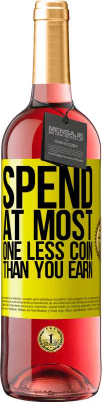 29,95 € 送料無料 | ロゼワイン ROSÉエディション 獲得するコインよりもせいぜい1つ少ないコインを使う 黄色のラベル. カスタマイズ可能なラベル 若いワイン 収穫 2025 Tempranillo