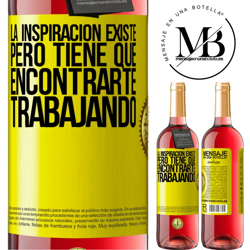 29,95 € Envío gratis | Vino Rosado Edición ROSÉ La inspiración existe, pero tiene que encontrarte trabajando Etiqueta Amarilla. Etiqueta personalizable Vino joven Cosecha 2025 Tempranillo