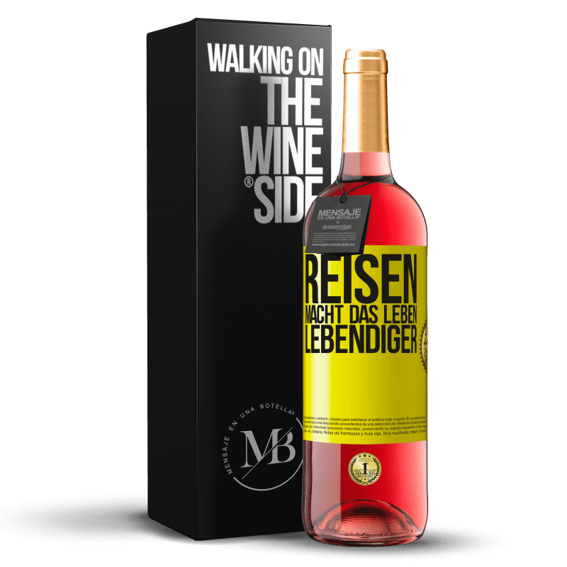 29,95 € Kostenloser Versand | Roséwein ROSÉ Ausgabe Reisen macht das Leben lebendiger Gelbes Etikett. Anpassbares Etikett Junger Wein Ernte 2024 Tempranillo