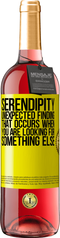 29,95 € Free Shipping | Rosé Wine ROSÉ Edition Serendipity Unexpected finding that occurs when you are looking for something else Yellow Label. Customizable label Young wine Harvest 2023 Tempranillo