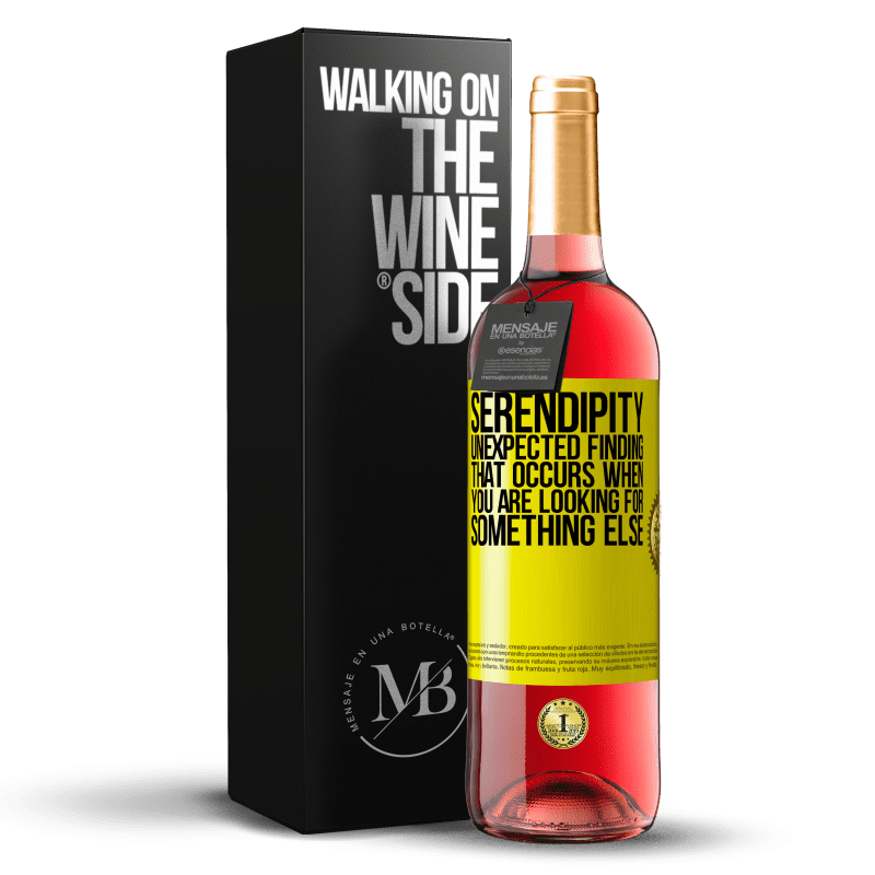 29,95 € Free Shipping | Rosé Wine ROSÉ Edition Serendipity Unexpected finding that occurs when you are looking for something else Yellow Label. Customizable label Young wine Harvest 2023 Tempranillo