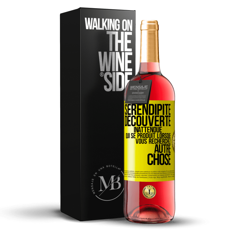 29,95 € Envoi gratuit | Vin rosé Édition ROSÉ Sérendipité. Découverte inattendue qui se produit lorsque vous recherchez autre chose Étiquette Jaune. Étiquette personnalisable Vin jeune Récolte 2024 Tempranillo