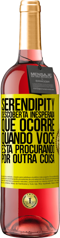 29,95 € | Vinho rosé Edição ROSÉ Serendipity Descoberta inesperada que ocorre quando você está procurando por outra coisa Etiqueta Amarela. Etiqueta personalizável Vinho jovem Colheita 2024 Tempranillo