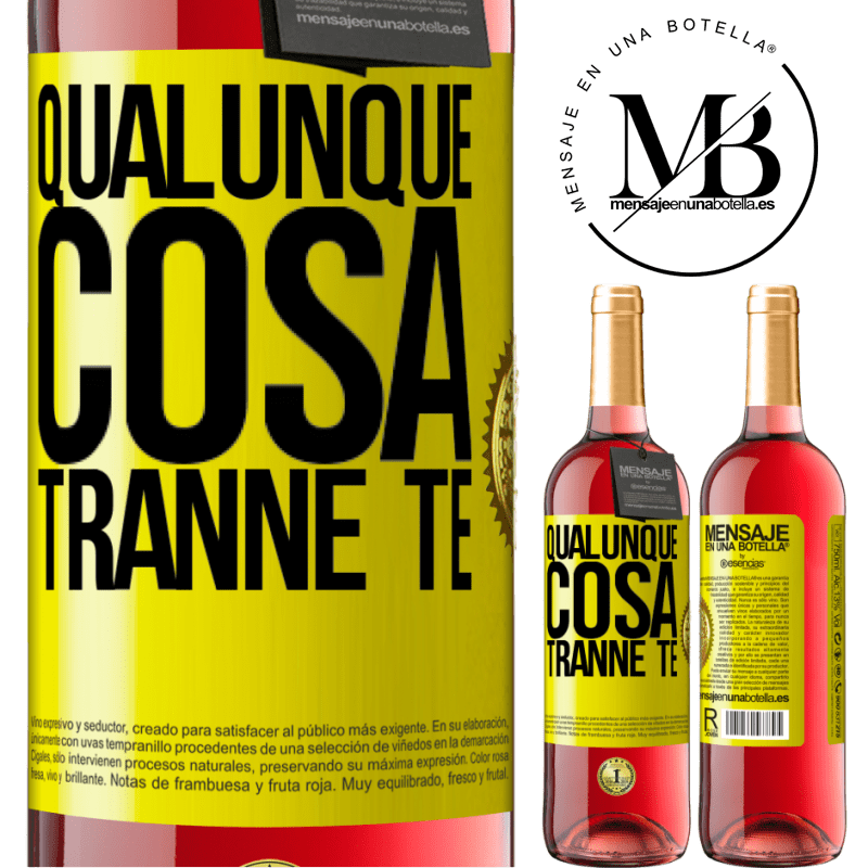 29,95 € Spedizione Gratuita | Vino rosato Edizione ROSÉ Qualunque cosa tranne te Etichetta Gialla. Etichetta personalizzabile Vino giovane Raccogliere 2024 Tempranillo