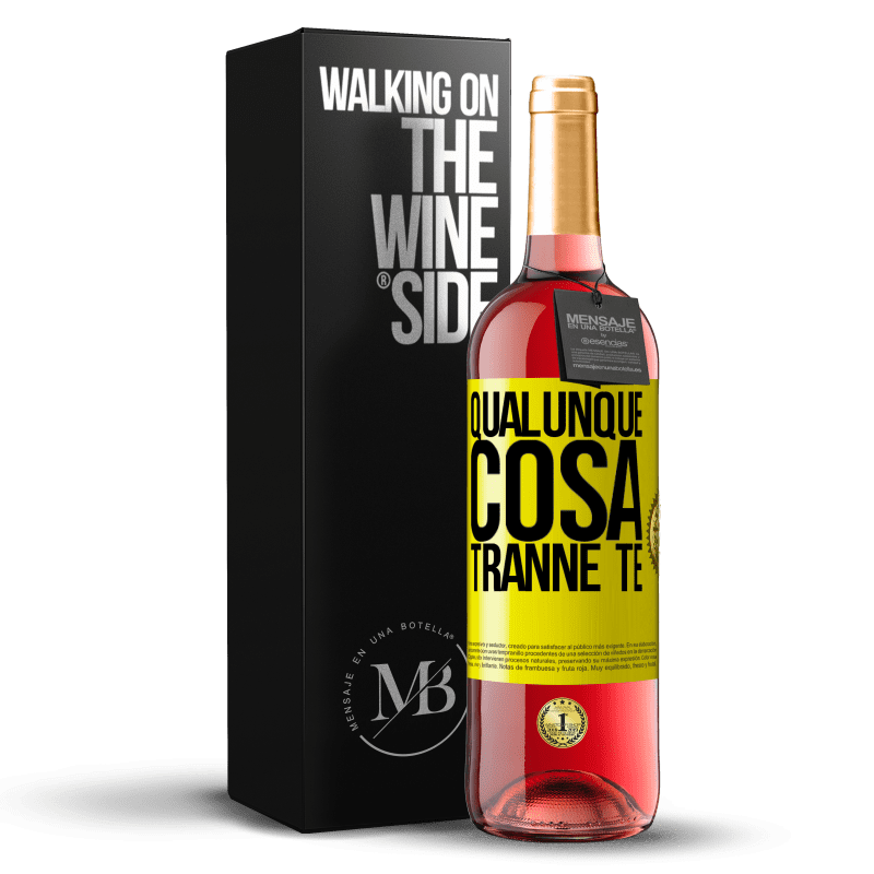 29,95 € Spedizione Gratuita | Vino rosato Edizione ROSÉ Qualunque cosa tranne te Etichetta Gialla. Etichetta personalizzabile Vino giovane Raccogliere 2024 Tempranillo