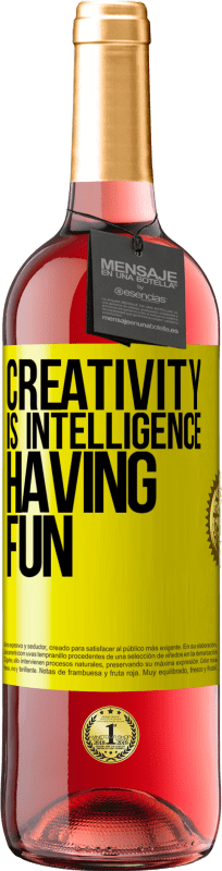 29,95 € Free Shipping | Rosé Wine ROSÉ Edition Creativity is intelligence having fun Yellow Label. Customizable label Young wine Harvest 2022 Tempranillo