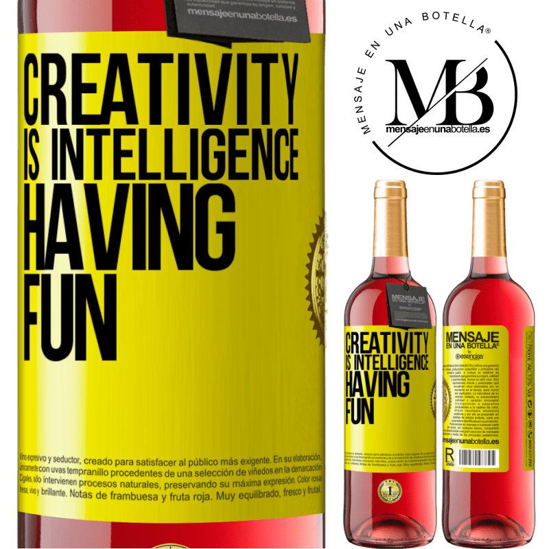 29,95 € Free Shipping | Rosé Wine ROSÉ Edition Creativity is intelligence having fun Yellow Label. Customizable label Young wine Harvest 2023 Tempranillo